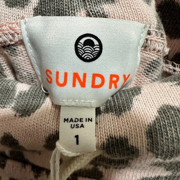 Sundry Sweatpants Size 1 Small 4/6 Pink Gray Leopard Print Stretch Cotton NWT‎ - Picture 5 of 7